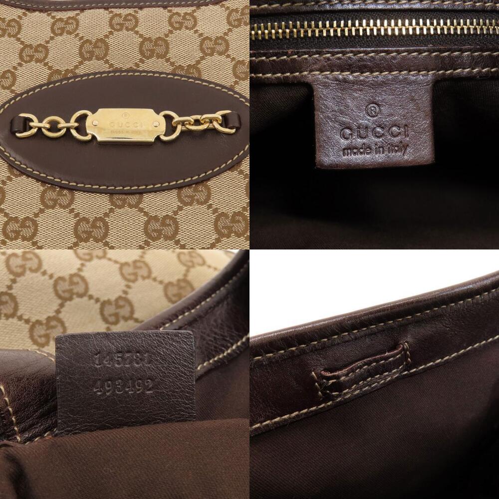 Gucci GG One Shoulder Hobo Bag Canvas Leather - Picture 6 of 11